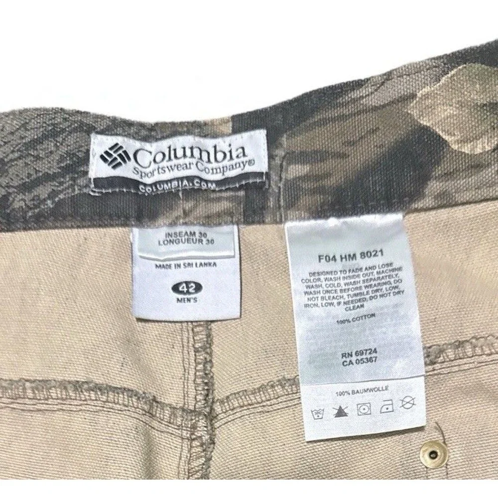 Columbia Camo Hunting Pants Mens 40x29 Cargo Outdoor Realtree Cotton